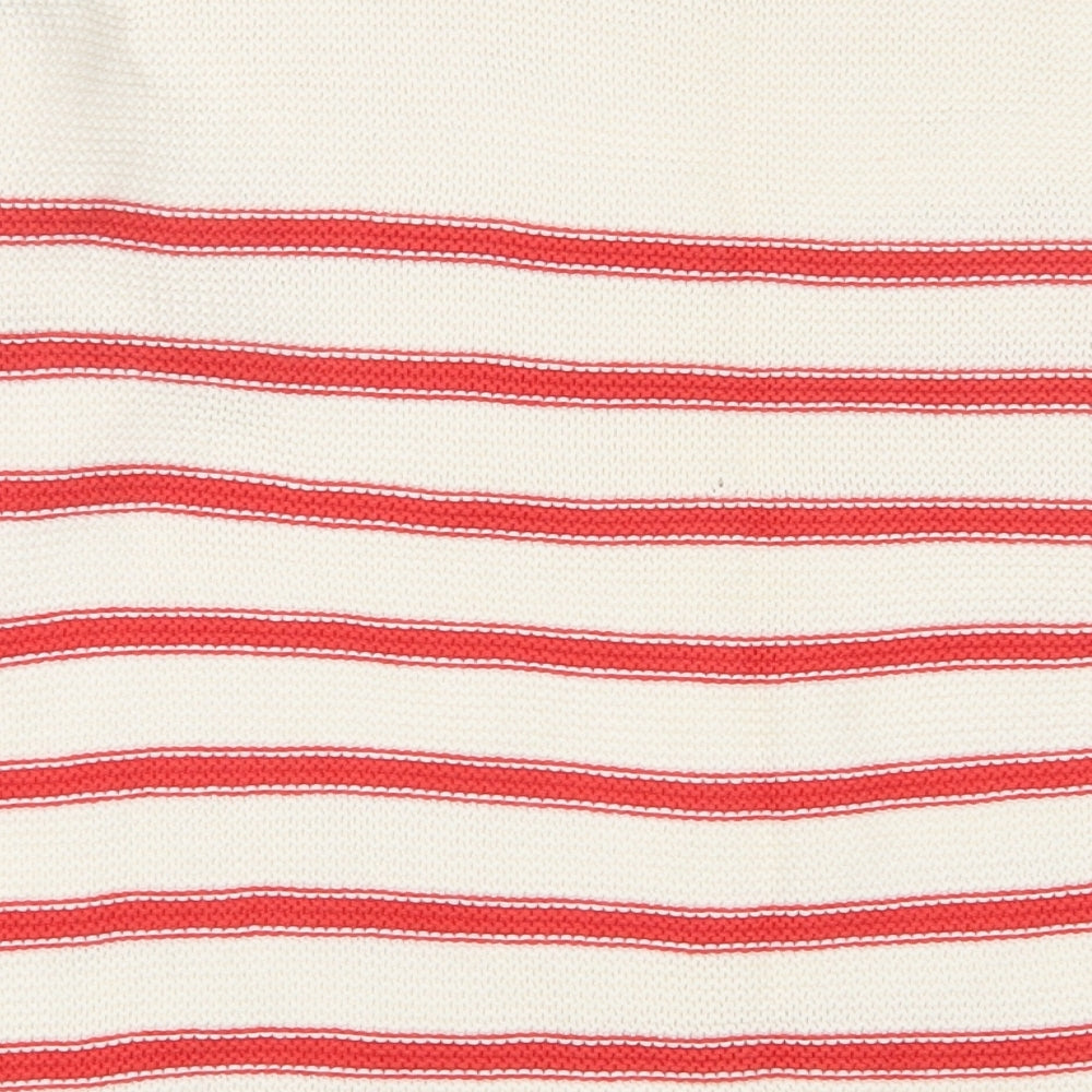 Cambridge Womens Ivory Crew Neck Striped Cotton Pullover Jumper Size 12