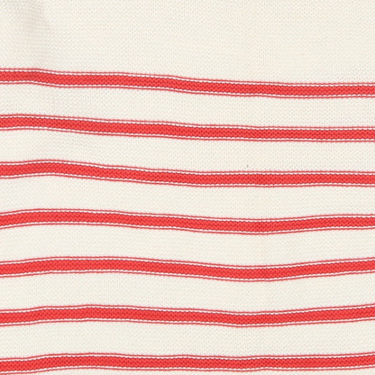 Cambridge Womens Ivory Crew Neck Striped Cotton Pullover Jumper Size 12