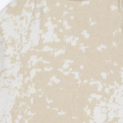 Apricot Womens Beige Round Neck Geometric Acrylic Tunic Jumper Size S - S/M