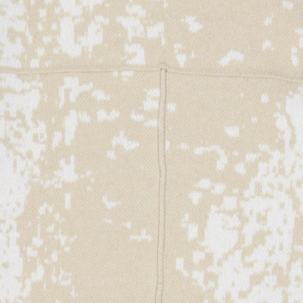 Apricot Womens Beige Round Neck Geometric Acrylic Tunic Jumper Size S - S/M