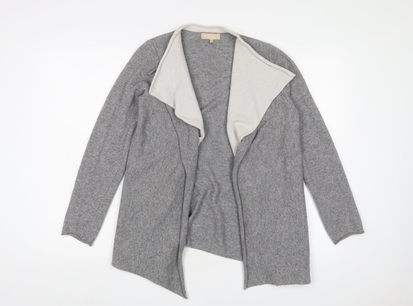 Benedetta B Womens Grey V-Neck Wool Cardigan Jumper Size S - Open