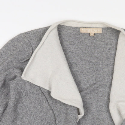 Benedetta B Womens Grey V-Neck Wool Cardigan Jumper Size S - Open