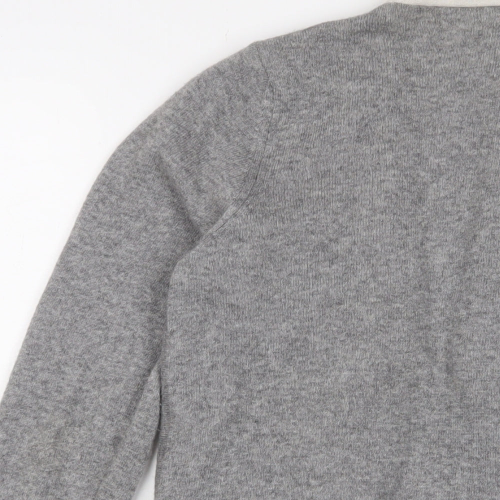 Benedetta B Womens Grey V-Neck Wool Cardigan Jumper Size S - Open