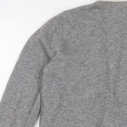 Benedetta B Womens Grey V-Neck Wool Cardigan Jumper Size S - Open