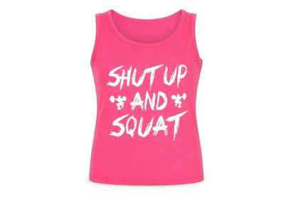 Ying Ying Womens Pink Cotton Basic Tank Size L Round Neck Pullover - Shut Up And Squat