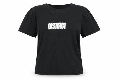 District Womens Black Cotton Basic T-Shirt Size L Round Neck - District Print