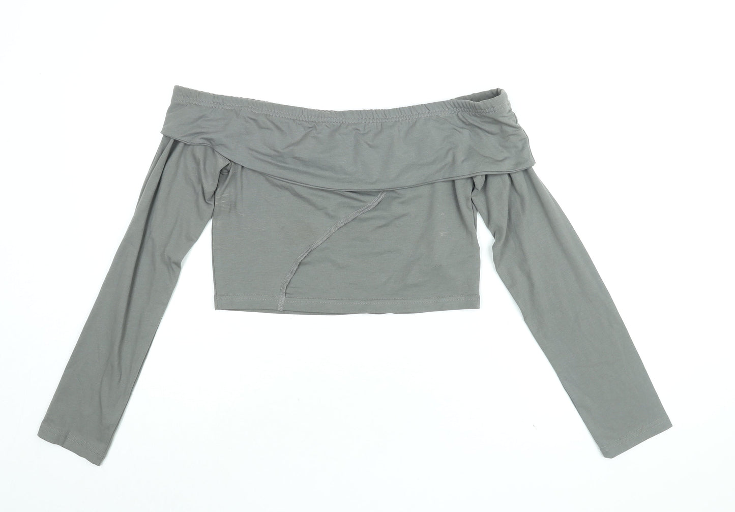 Womens UK Size 16 PRETTYLITTLETHING Grey Cropped T-Shirt