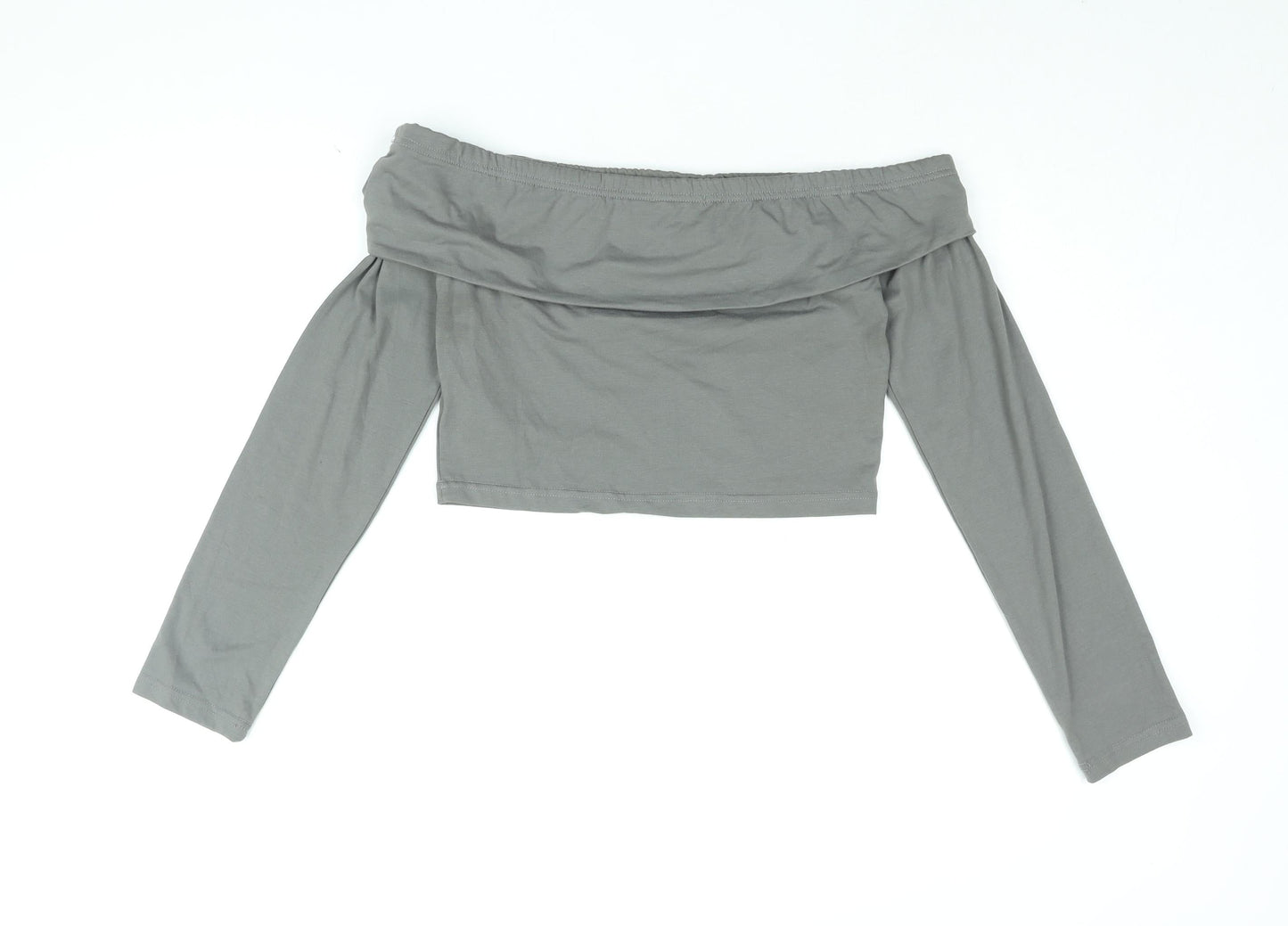Womens UK Size 16 PRETTYLITTLETHING Grey Cropped T-Shirt
