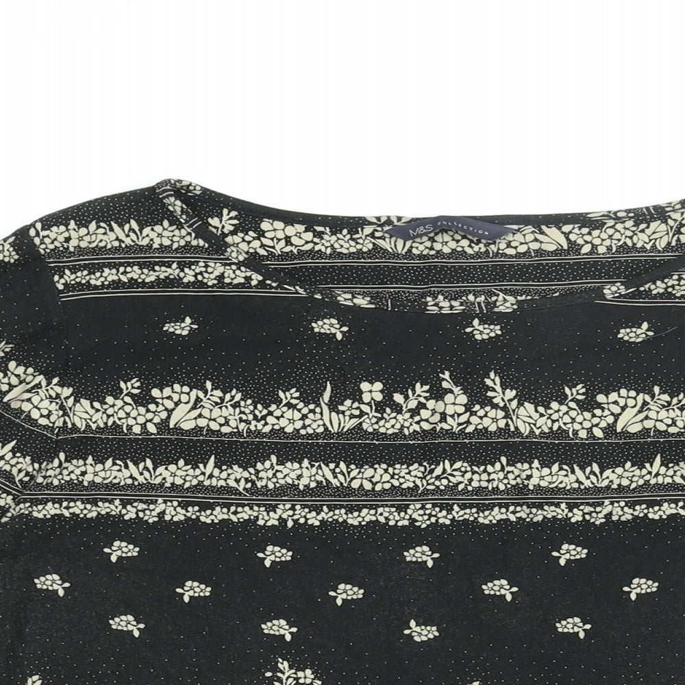 Womens UK Size 14 Marks and Spencer Black Basic T-Shirt