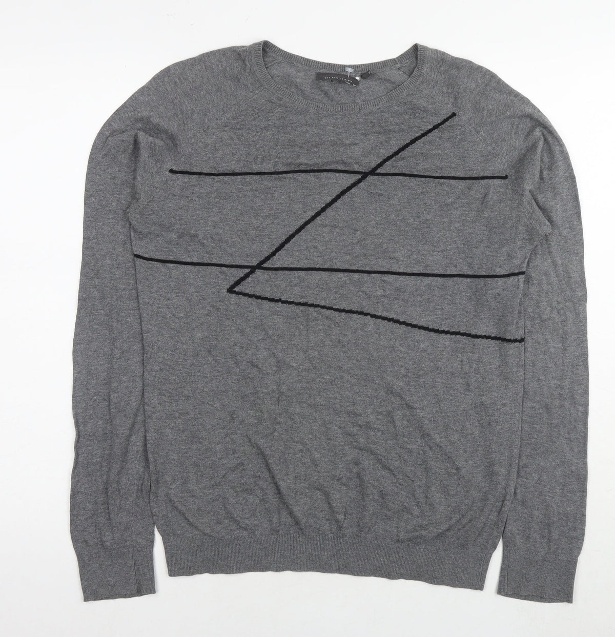 IKKS Womens Grey Polyester Pullover Sweatshirt Size S Pullover - Geometric Detail