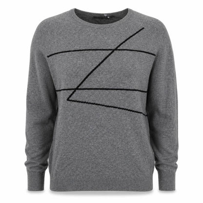 IKKS Womens Grey Polyester Pullover Sweatshirt Size S Pullover - Geometric Detail
