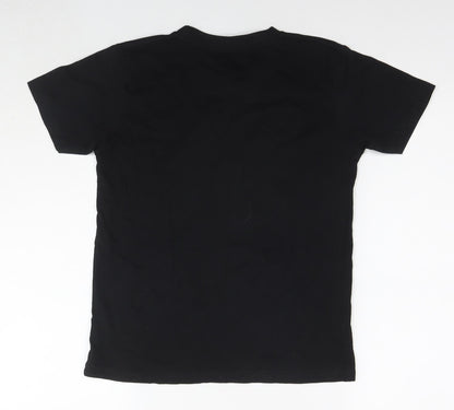Illuminated Apparel Boys Black Cotton Basic T-Shirt Size 9-10 Years Round Neck Pullover - Age 9-11 Years Logo