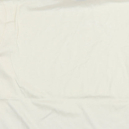 Lands' End Mens Ivory Polyester T-Shirt Size L Roll Neck