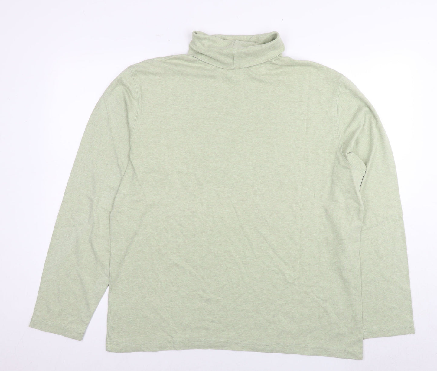 Lands' End Mens Green Polyester T-Shirt Size L Round Neck