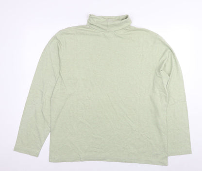 Lands' End Mens Green Polyester T-Shirt Size L Round Neck