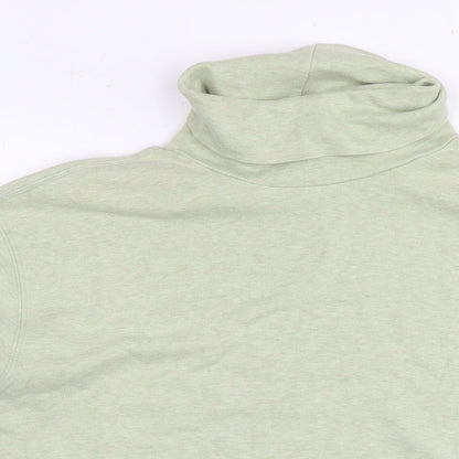 Lands' End Mens Green Polyester T-Shirt Size L Round Neck