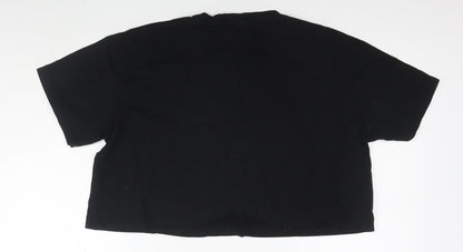 Womens UK Size M Disney Black Cropped T-Shirt