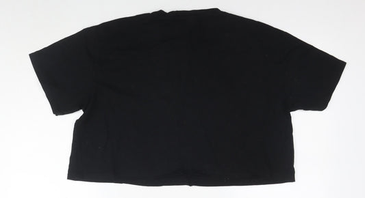 Womens UK Size M Disney Black Cropped T-Shirt