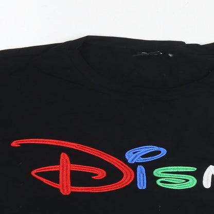 Womens UK Size M Disney Black Cropped T-Shirt