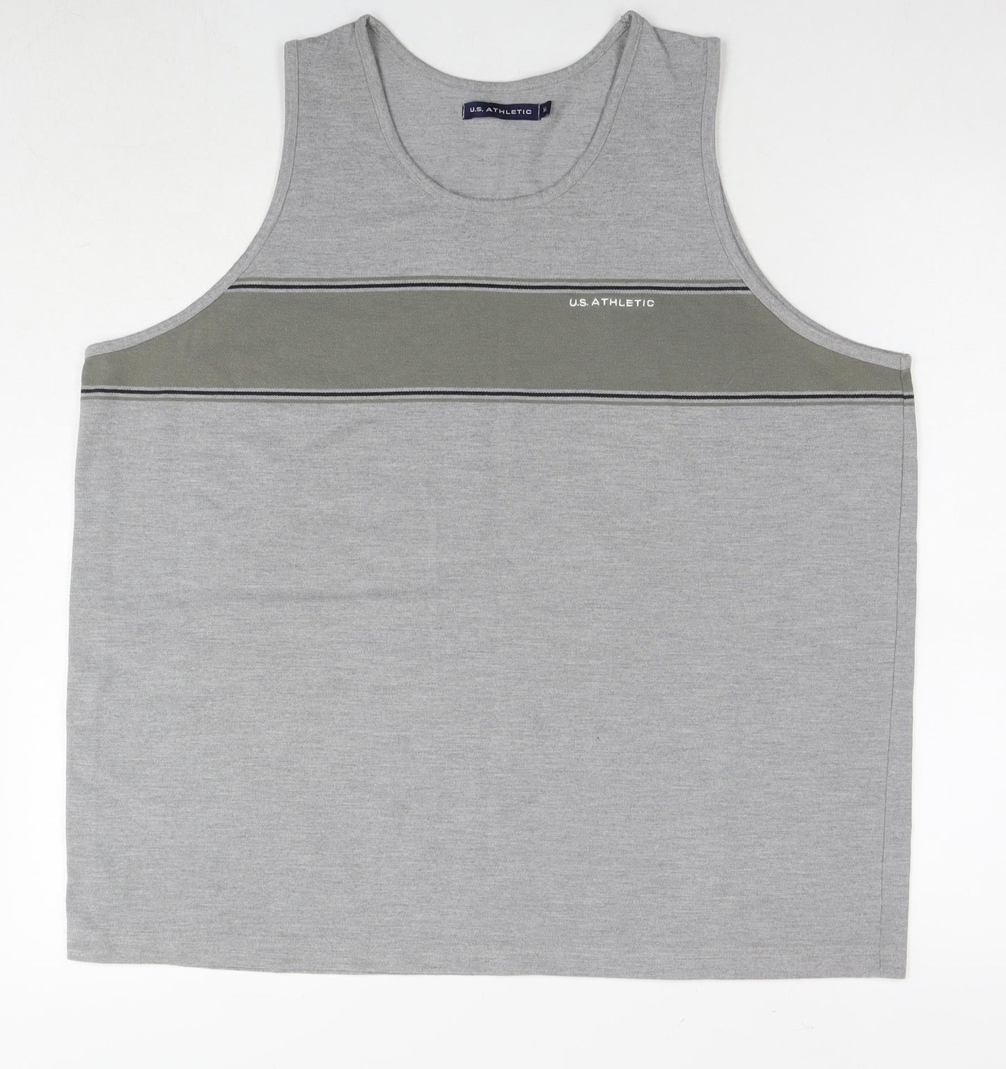 U.S Athletic Mens Grey Cotton T-Shirt Size M Round Neck