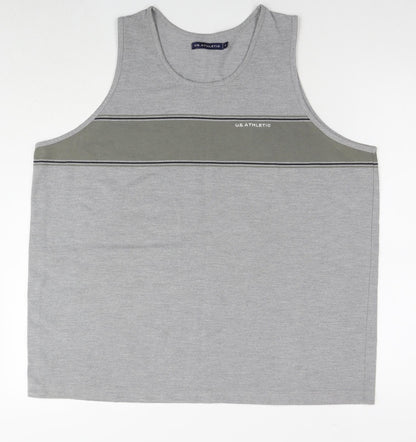 U.S Athletic Mens Grey Cotton T-Shirt Size M Round Neck