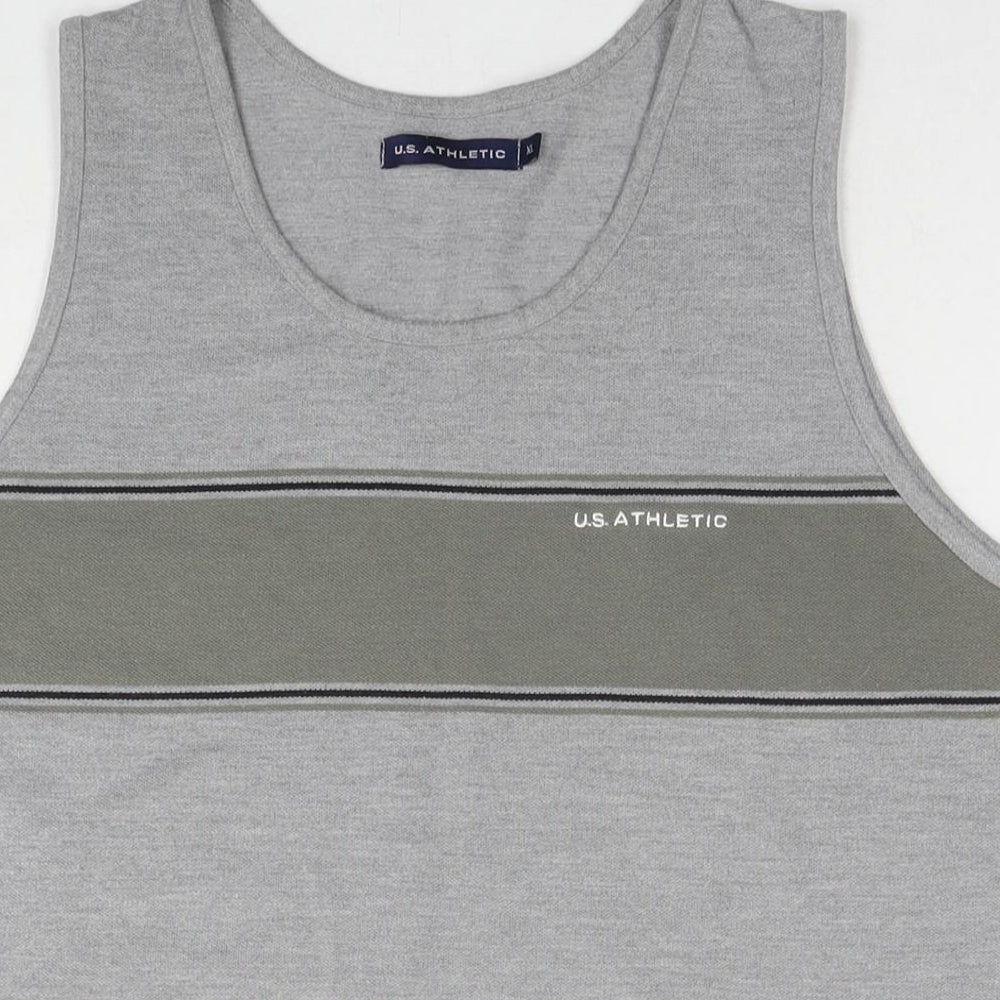 U.S Athletic Mens Grey Cotton T-Shirt Size M Round Neck