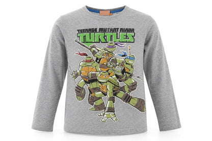 Nickelodeon Boys Grey Cotton Basic T-Shirt Size 10-11 Years Round Neck Pullover - Ninja Turtles