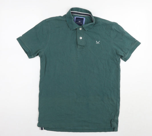Crew Clothing Mens Green Cotton Polo Size XS Collared Pullover