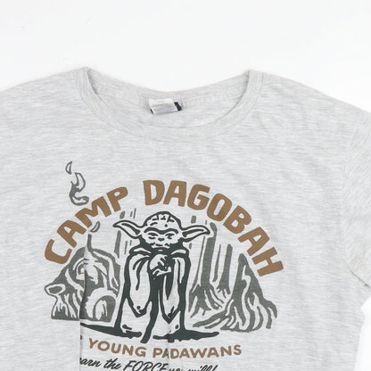 Star Wars Mens Grey Cotton T-Shirt Size S Round Neck - Star wars Yoda Camp Dagobah