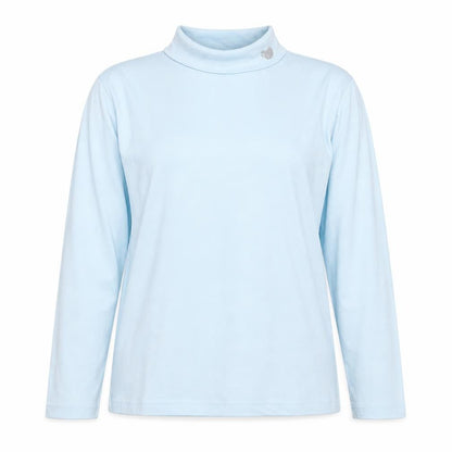 Palm Grove Womens Blue Cotton Basic T-Shirt Size 12 Roll Neck