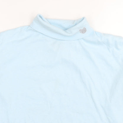Palm Grove Womens Blue Cotton Basic T-Shirt Size 12 Roll Neck