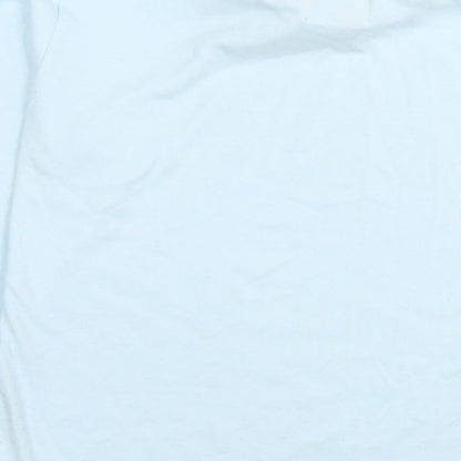 Palm Grove Womens Blue Cotton Basic T-Shirt Size 12 Roll Neck