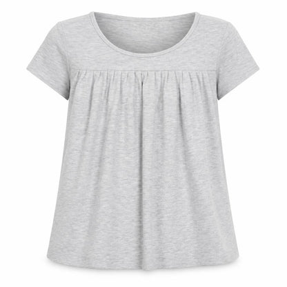 Front view of Gap girls’ grey polyester basic t-shirt, size 10-11, years round neck pullover