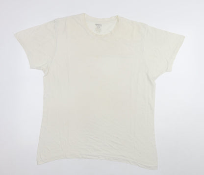 Reebok Mens White Cotton T-Shirt Size L Round Neck