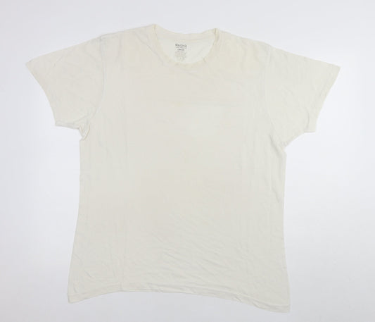 Reebok Mens White Cotton T-Shirt Size L Round Neck