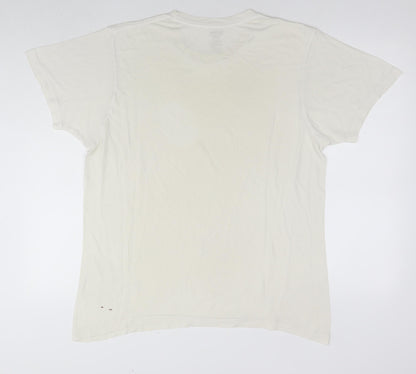 Reebok Mens White Cotton T-Shirt Size L Round Neck