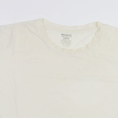 Reebok Mens White Cotton T-Shirt Size L Round Neck