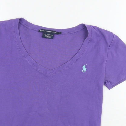 Womens UK Size S Polo Ralph Lauren Purple Basic T-Shirt