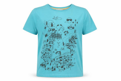 Marks & Spencer Boys Blue Cotton Basic T-Shirt Size 9-10 Years Round Neck Pullover - Campsite
