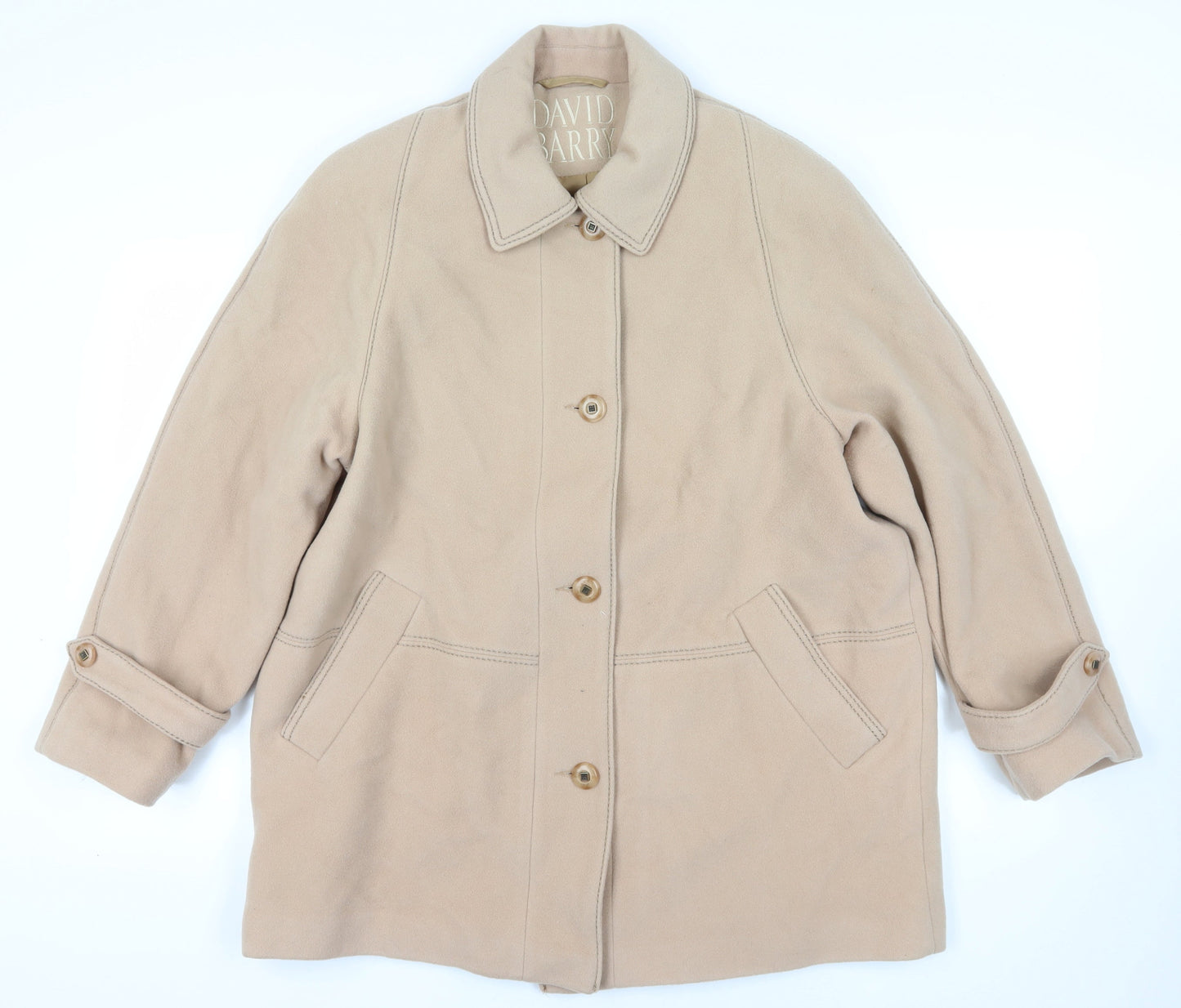 Womens UK Size 18 David Barry Beige Overcoat