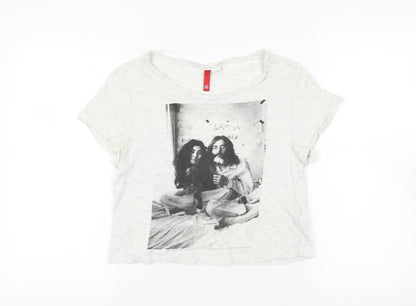 Womens UK Size 8 H&M White Basic T-Shirt