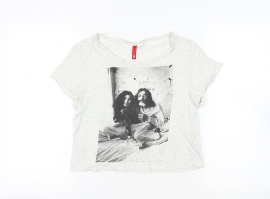 Womens UK Size 8 H&M White Basic T-Shirt