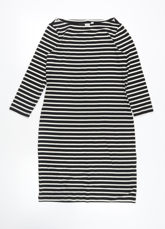GAP Black Striped Shift Dress, Size M, Casual Style