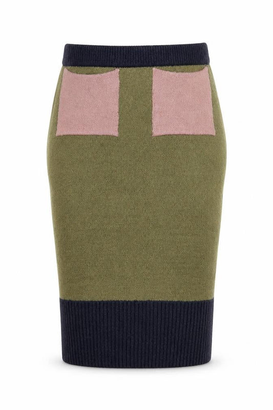 Cashel Green Midi Skirt, S, Acrylic, Winter Essential