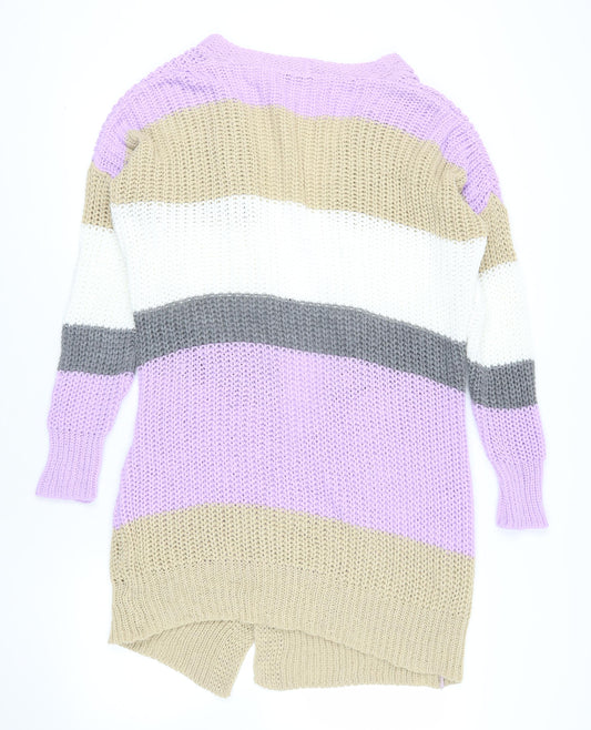 Boohoo Striped Chunky Knit Cardigan Multicolour M