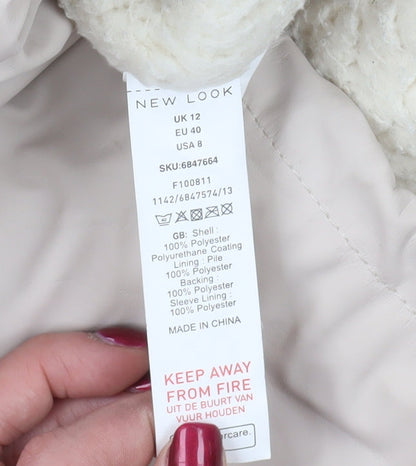 New Look Beige Hooded Parka Jacket Size 12