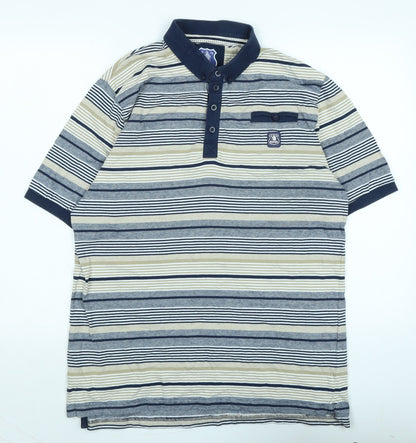 Everton Mens Blue Cotton Polo Size L Collared - Logo- Everton