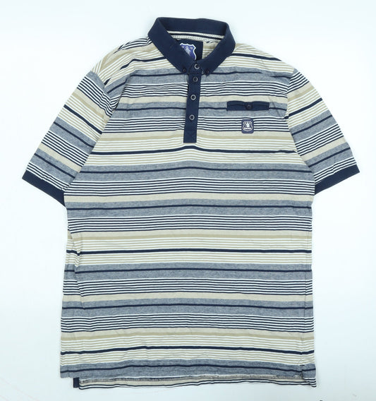 Everton Mens Blue Cotton Polo Size L Collared - Logo- Everton