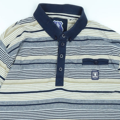 Everton Mens Blue Cotton Polo Size L Collared - Logo- Everton