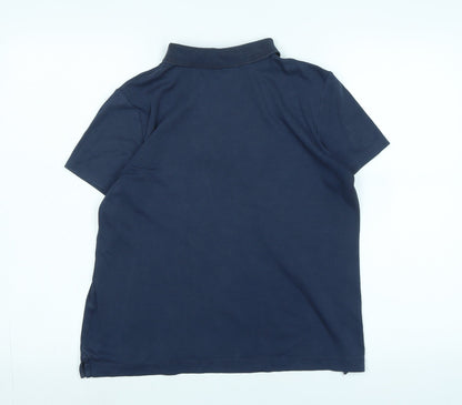 Lands' End Womens Blue Cotton Basic Polo Size S Collared - Logo